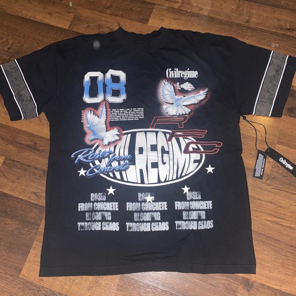 Civil Regime Jersey Vintage Wash Graphic T Shirt Roses From Concrete Black Large - Picture 1 of 11